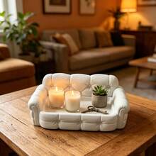 1pc 3D Printed Mini Fabric Sofa Shaped Jewelry Storage Tray, Cream Style Watch, Ring, Necklace Desktop Storage Dish; Decorative Tray, Storage Dish, Snack Holder, Miscellaneous Storage Tray, Display Tray, Soft Decor Accent Tray, Entryway Tray, Hallway Storage Tray, Desktop Tray, Countertop Storage Dish - White - View 4