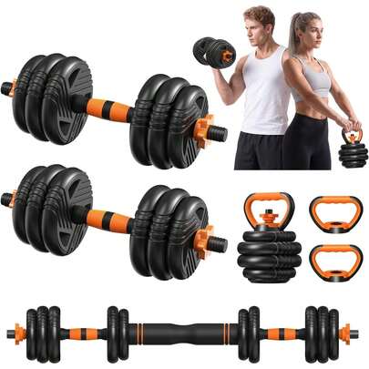 33/44/66/88lbs Adjustable Dumbbell Set With Connector For Home Gym Workout |   5 In 1 Free Weights Dumbbells Set, Weights Set Used As Barbell, Kettlebells, Push Up Stand, Weight Plate