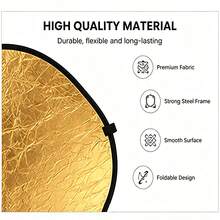 New Style 5‑In‑1 Oval Collapsible Photography Reflector Board 60*90cm Multi‑Disc Fill Light Diffuser 90x120cm Outdoor Studio Live Streaming Lighting Kits Photography Backdrop Props Accessories - View 8