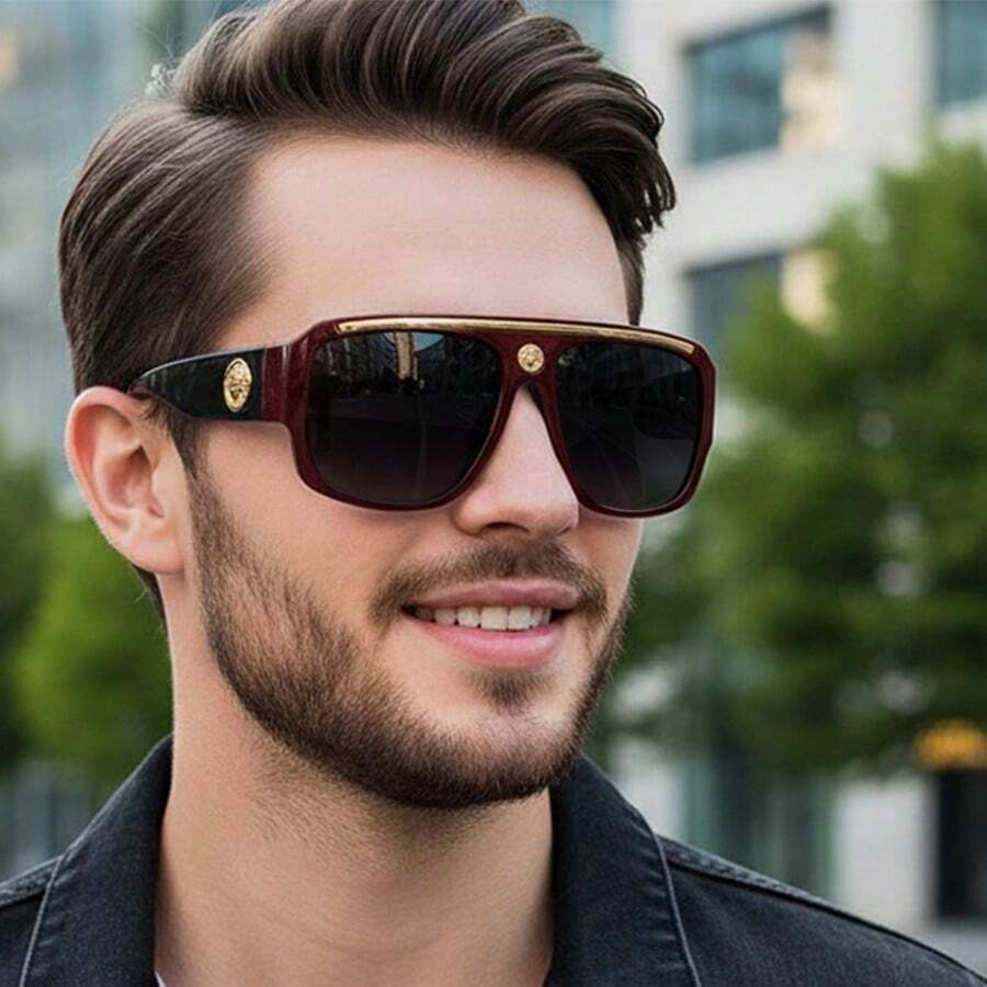 Vintage Rounded Rectangular Plastic Sunglasses, Unisex. With Sun Protection Function, Suitable For Street Photography, Dating, Parties, Outdoor Travel. - Grey - View 1