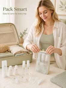 1 Set/10 piezas Juego de botellas recargables para viaje, juego de contenedores de cosméticos a prueba de fugas con bolsa de almacenamiento, botella rociadora, tubo exprimible, tarro de crema, botella de loción mini, embudo, raspador, caja de almacenamiento de artículos de tocador portátil, adecuado para champú, loción, cuidado de la piel, cosméticos, uso de viaje - Multicolor - Ver 6