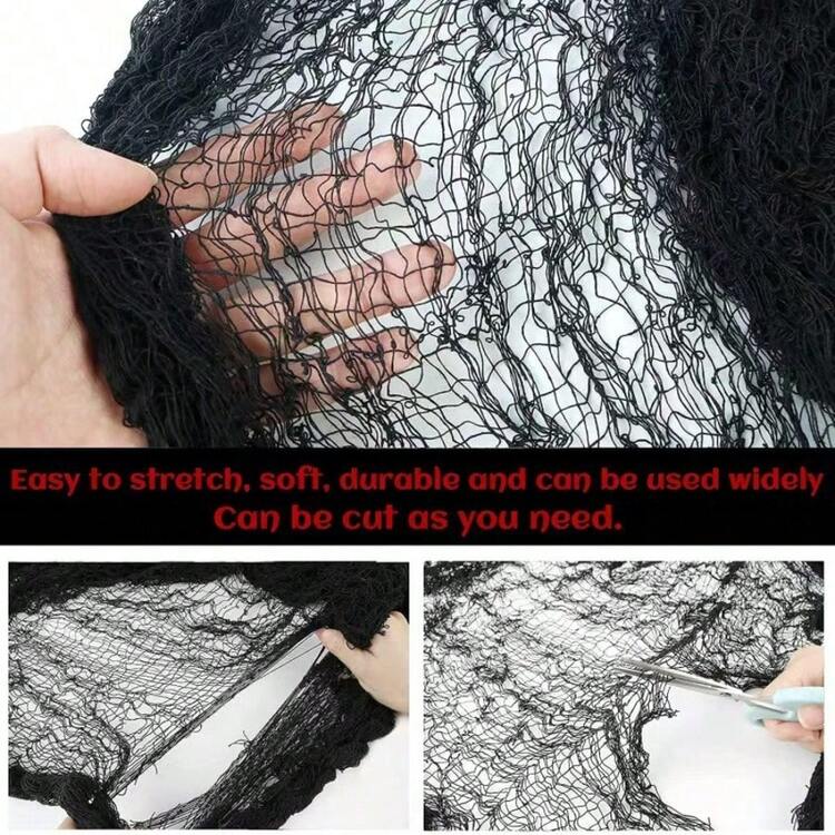 Black Torn Mesh Fabric, Suitable For Halloween - Multicolor - View 5