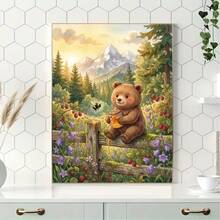 1PC DIY 5D Diamond Painting Kit Cute Bear Pattern - Round Full Drill Art Mosaic Craft, Home Wall Decor, Unframed - No Frame - View 2