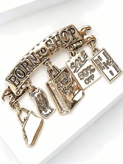 "Ladies" Born To Shop" Cute Purse Letter Brooch Suitable For Sweaters, Coats, Hats, Shoes, And Clothing Accessories