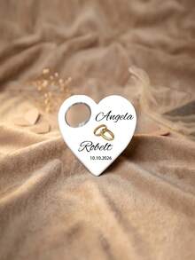 1pc Custom Personalized Text Heart Bottle Opener,Wedding Party Favor, Bottle Opener Gift For Wedding Guests, Custom Bridal Shower Favor For Guests , Save The Date Bottle Opener - Multicolor - View 14