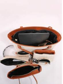 Bags > Women's Bags > Women's Multi-Piece Set Shoulder Crossbody Tote Bag! Unique Diamond Pattern Pattern, Large Capacity And Exquisite Style, Cross-Border Fashion Favorite, Effortlessly Stylish. - Brown - View 5
