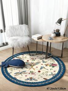 1pc Insect & Floral Print Round Living Room Rug, Suitable For Kitchen, Dining Room, Bedroom, Room Holiday Decor, Indoor/Outdoor, Office, Lobby, Non-Slip Door Mat, Bathroom Rug, Hallway, Study Gaming Area Rug - Multicolor - View 16