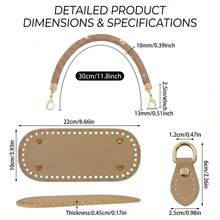 7 Pcs DIY Bags Making Supplies Kit 2 Rhinestone Purse Handles+4 Purse Strap Mount Hook+1 PU Leather Purse Bottoms For Crocheting Bag Handbag Crafting - 7-piece Set - View 2