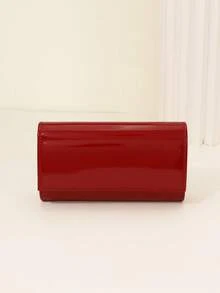LJDCRFT Ladies' Evening Clutch Patent PU Clutch Bag, Magnetic Closure Chain Shoulder Bag Elegant And Fashionable For Daily Use, Party Girl Handbag - Burgundy - View 4