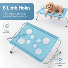 Pet Grooming Hammock With Stand Iron Tube Frame Mesh Bath Support Hanging Harness With Eight Holes, Breathable Mesh,Suitable For Small Dogs And Cats Washing Picking Ears Nail Clipping Home - View 8