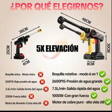 Hidrolavadora Inalámbrica Portátil HALARN, 6 En 1 Pistola Eléctrica Profesional De 2600 PSI Con 2 * Baterías - Tipo de Enchufe B USA (110-127V) - Ver 3