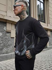 Men's Spring/Autumn Outdoor Casual Fashion Minimalist Crew Neck Pullover Sweatshirt - Grey - View 1