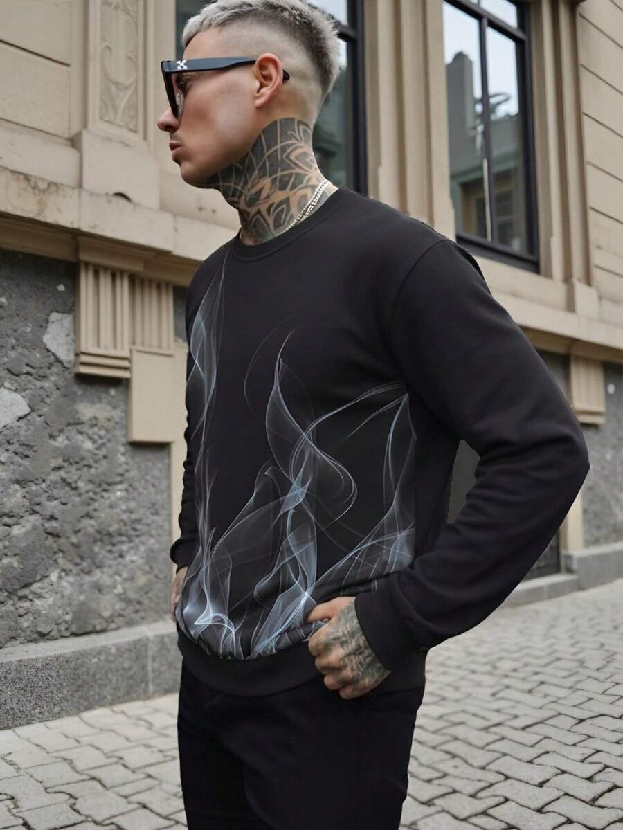Men's Spring/Autumn Outdoor Casual Fashion Minimalist Crew Neck Pullover Sweatshirt - Grey - View 1