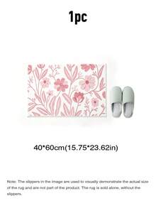 1pc Pink Floral Bathroom Mat - Soft Wool Carpet, Printed Carpet, Suitable For Home Decor Kitchen And Bathroom Bedroom Decoration, Home Casual Carpet, Decorative Carpet, Bedroom Decoration, Small Carpet, Carpet, Home Decor, Living Room Carpet, Living Room Small Carpet, Bedroom Carpet, Living Room Home Decor, Outdoor Carpet, Fluffy Carpet, Wool Carpet, Autumn/Winter Carpet, Thick/Plush, Washable Carpet - A - View 13