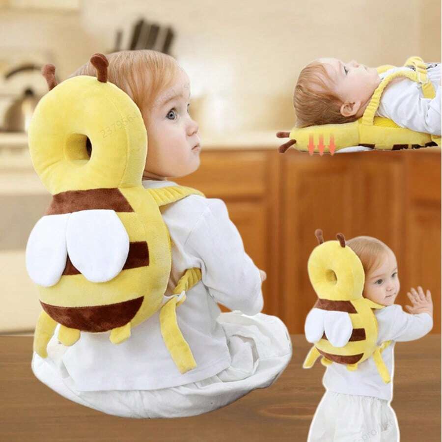 Balo bảo vệ đầu cho bé, phù hợp cho giai đoạn tập đi và tập bò, thiết bị bảo vệ bé tập đi với họa tiết Giáng Sinh, balo bảo vệ đầu cho bé có thể điều chỉnh, họa tiết ong (hình ong) - Màu vàng - Xem 1