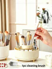 1 hộp đựng cọ trang điểm xoay chia ngăn để bàn, đựng bút kẻ mày, phấn mắt, mỹ phẩm, son môi, bút, hộp lưu trữ bàn trang điểm, hộp đựng bút văn phòng, hộp lưu trữ văn phòng phẩm để bàn - Nhiều màu - Xem 9