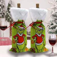 The Grinch 聖誕場景裝飾道具 綠色怪物紅酒瓶架 卡通桌面紅酒瓶裝飾 - 彩色 - 查看 6