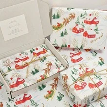 10/30/60 Sheets, Snowy Town Pattern Tissue Paper, 20*14 Inch Gift Wrapping Paper, Suitable For Christmas Decoration, Gift Bags, Birthday, Wedding Party Decoration, Box And Basket Filling, Party Gifts - Snowy Town - View 2