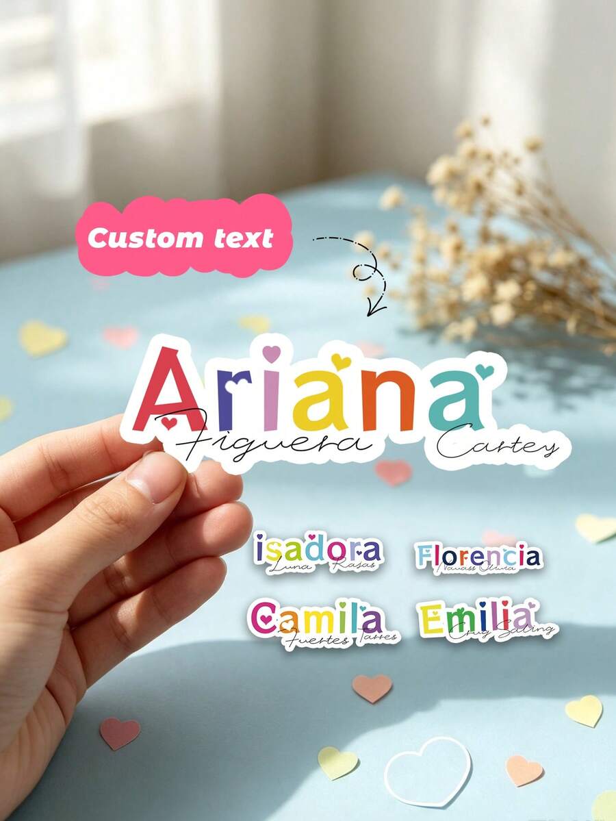 10 buah Stiker Nama Kustom yang Dipersonalisasi, Label Nama Hati Lucu untuk Botol Minum, Kotak Makan Siang, Suvenir Pesta, Buku Catatan Penitipan Anak, Stiker Nama Vinyl Kustom, Label Serbaguna untuk Bisnis dan Kehidupan Sehari-hari - MultiWarna - View 1