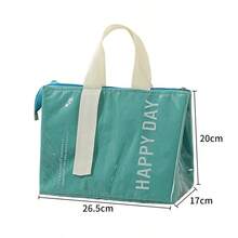 1pc Letter Pattern Lunch Bag, Casual Style, Waterproof PU + Thickened Aluminum Foil Handbag, Lunch Bag With Sturdy Handle, Insulated Food Container Bag, Suitable For Outdoor Picnic, Commuting - Dopamine Multi-color - View 9