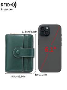 MIYIN Simple Vintage Wax Leather Bifold Wallet For Women, RFID Blocking Protection, Snap Closure, Multi Card Slots, Portable Purse With Zipper Coin Pocket - Multicolor - View 6