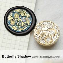 1 con dấu sáp Vintage Floral Window Series, tròn 3cm, chất liệu đồng thau, nhiều mẫu hoa văn, phù hợp cho thiệp mời đám cưới/đồ handmade DIY/dán phong bì/trang trí thiệp lễ hội/sưu tầm (không bao gồm cán cầm/sáp/mực) - Dòng cửa sổ hoa mới - Xem 22
