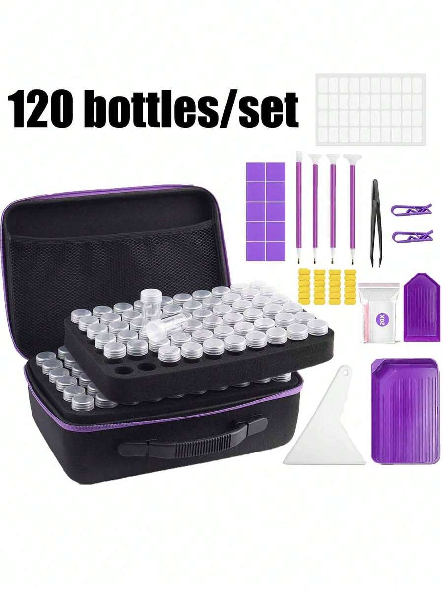 Advanced Minimalist 240/120/60/30 Bottles Of Portable Tools Storage Bags, Hand-Made DIY New Diamond Painting Tool Set Contains Shockproof Cotton, Storage Travel Portable Storage Bags. - A - View 1