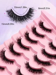 Sibeuna 7 Pairs Natural Fluffy Lashes,Clear Band Strip Lashes,Cat Eye Lashes,Faux Mink Lashes Reusable,For Daily Style Eye Makeup,Beginner-Friendly - Black - View 6