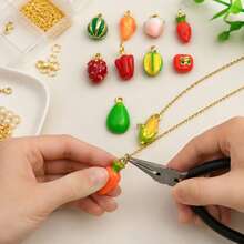2/10pcs Enamel Fruit Vegetable Charms Strawberry Peach Mango Watermelon Carrot Pepper Pendant For DIY Necklace Earring Jewelry Making Findings - Multicolor - View 7