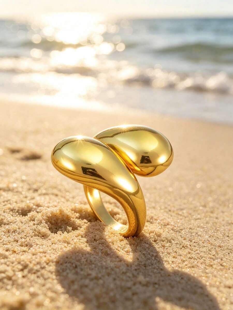 French Style Geometric Arc-Shaped Rings Suitable For Women's Daily Banquets, Parties, Ramadan, And Eid Al Fitr