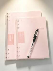 A5+B5 6-Hole Loose Leaf Notebook Set (Includes Neutral Pen), PP Transparent Cover Replaceable Inner Pages Loose Leaf Notebook, 6-Hole Loose Leaf Notebook Set, ; Inner Pages Detachable And Replaceable, Smooth Writing, Suitable For Students And Office Use. Campus Office Writing Stationery Combination - A+B+C - View 8