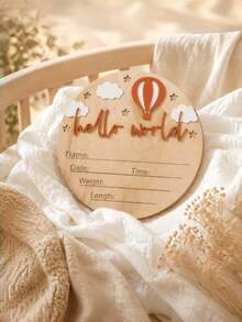 Newborn Birth Announcement Sign, Wooden Baby Name Plaque, Baby Baptism Decoration, Baby Girl Boy Photo Prop, Family Gift, Baby Baptism Easter Gift - Hot Air Balloon - View 15