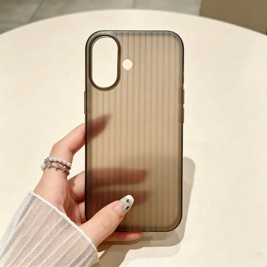 Corrugated Matte Ultra-Thin Shockproof Phone Case, Cute Shock-Absorbing Camera Lens Protective Cover, Soft Ultra-Thin Protective Case, Compatible With Iphone 18 17 16 15 14 13 Pro Max 18 Pro Max 11 Phone Case, Various Holiday Gifts - Translucent Black - View 1