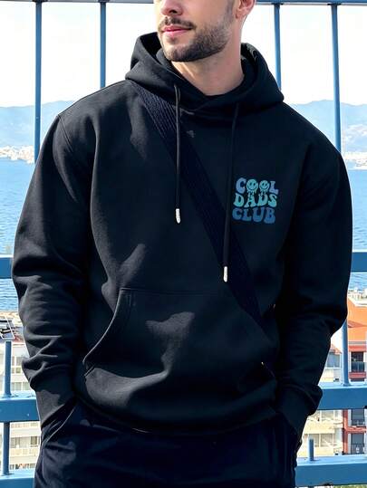 Men's Drawstring Sweatshirt, Simple Cool Dad Graphic Print, Suitable For Team Club Gym Sports, Lightweight Sports Sweatshirt Gift For Men, Father's Day Gift
