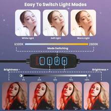 12/14 Inch Dimmable LED Ring Light Strip Kit, 2M Extendable Tripod Stand With Universal Phone Holder, Multi Brightness Selfie Ring Light For Makeup, Portrait Photography, Video Recording & Live Streaming Content Creation - Multicolor - View 7