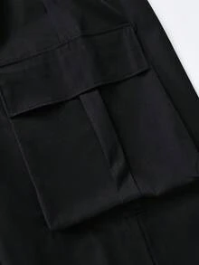 2pcs/Set Street Style Boys Solid Color Wide Leg Cargo Pants, Multi-Pocket Elastic Waist School Uniform Long Pants - Multicolor - View 9