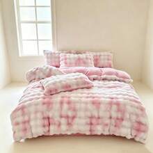 Faux Rabbit Fur Solid Color Versatile Plush Duvet Cover, Soft And Comfortable, Machine Washable, Suitable For Bedroom, Guest Room, Bedding Decor, Holiday Gift, 150*200*230 Duvet Cover, Pillowcase Not Included, No Insert - Pink - View 4