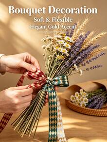 1 Roll 25 Yards Gold Foil Diamond Satin Ribbon, Suitable For DIY Crafts, Gift Wrapping And Holiday Decoration, Suitable For Halloween, Christmas, Graduation Season, Cake Box Packaging, Floral Decoration Bows, Wedding DIY Decoration - Multicolor - View 5