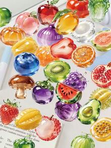 50pcs Glass Fruit & Vegetable Stickers For Decorating Planner, Diary, Scrapbook, Luggage, Guitar, Skateboard, Manual, Notebook, Tablet, Water Bottle, Phone - Glass Fruit and Vegetables - View 1