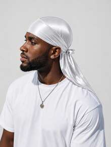Silky Satin Durag For Men Women, Long Tail Tie Down Do Rag, 360 Waves Hair Wrap, Soft Head Scarf For Sleeping Hip Hop - A - View 7