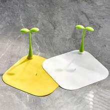 Cute Sprout Shaped Silicone Drain Stopper, Odor-Proof Drain Cover, Anti-Clogging Anti-Insect Drain Filter Pad, Suitable For Bathroom Sink, 1/5/10pcs (Yellow & White) - Multicolor - View 5