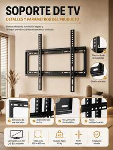 Fixed Wall Mount For Smart LED LCD TV 26 To 65 Inch - Black - View 6