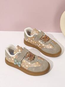 Girls' New Floral Pattern Children's Sports Shoes - Brown - View 3