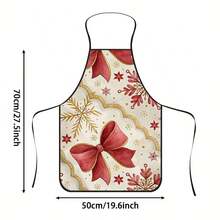 1pc Christmas Watercolor Bow & Snowflake Apron, Vintage Wavy Lace Holiday Print, Suitable For Bakers, Pastry Chefs, BBQ Enthusiasts, Florists, Gardeners, Handcrafters, Nail Artists, Home Kitchen Workers, Christmas Holiday Gift Apron - Multicolor - View 14