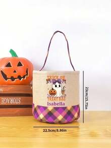Customizable Personalized Halloween Trick Or Treat Bags - Featuring Self-Defined Names With Adorable, Pumpkin, And Bat Designs, Perfect For Halloween Parties, Events, And Holiday Celebrations, Halloween Decoration Storage, Prank Designs - Multicolor - View 9