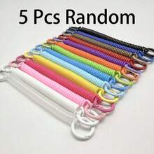 5pcs Assorted Colors Spiral Spring Keychain Lanyards, TPU Stretch Anti-Loss Rope With Open Spring Ring, DIY Replacement Key Chain Bag Hanging Decor Rope - Multicolor - View 6