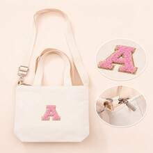 1 buah Tas Belanja Mini Motif Patchwork Huruf A, Tas Tangan Minimalis Putih - View 1