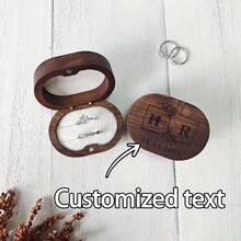 1‑Piece Personalized Oval Ring Box, Custom Walnut Two‑Slot Ring Box, Wedding Gift For Bride And Groom, Anniversary Gift, Engagement And Proposal Ring Box - Multicolor - View 1