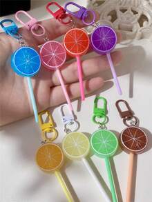 1pc/8pcs Cute Candy ABS Plastic (ABS Resin) Colorful Shiny Orange Lollipop Shaped Spring/Summer Campus Bag, Backpack, Phone Keychain, Party Gift Decoration - Orange Lollipop - View 5