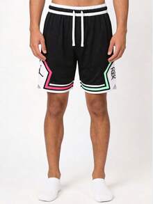 Nike Jordan 鬆緊帶抽繩運動速乾休閒短褲 男款HF6592-010黑色 - 黑色 - 查看 1